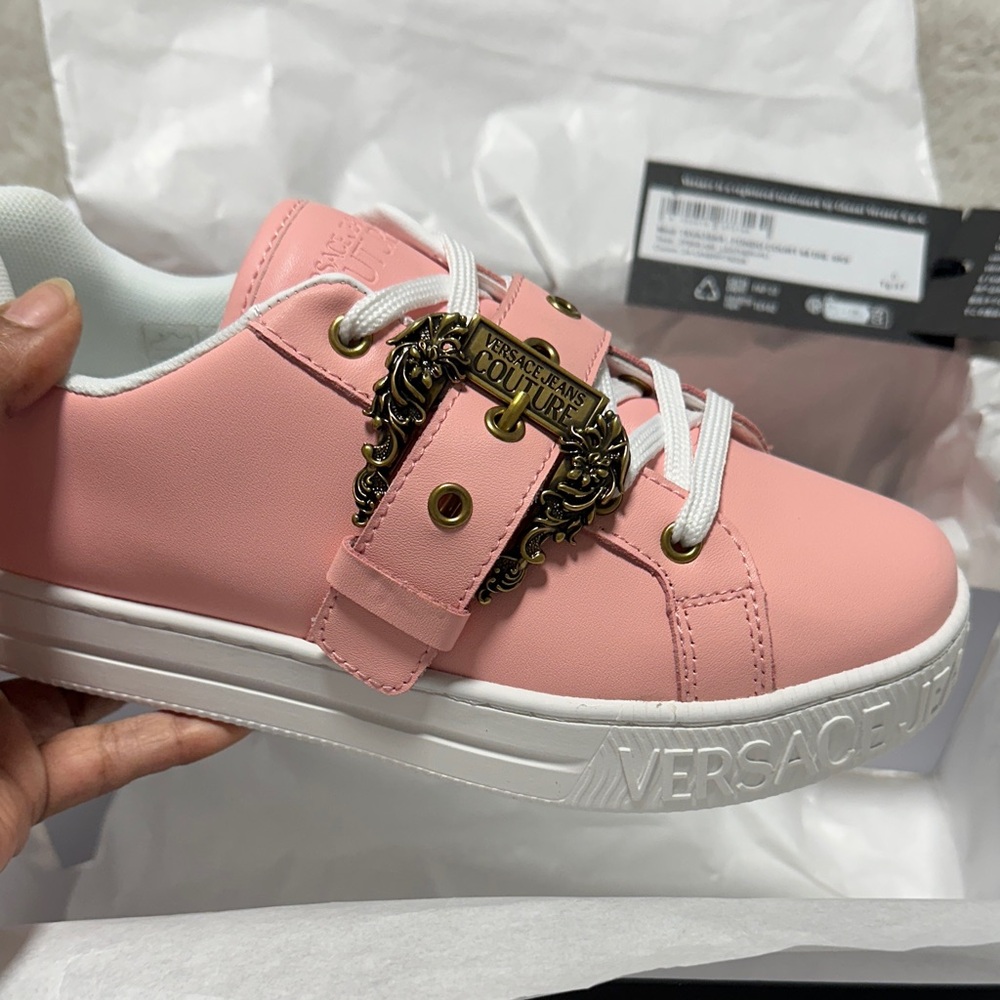 Versace Jeans Collection Pink Sneakers with Gold Accents - Picture 9 of 10